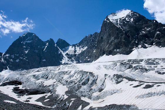 高高加索山脉的冰冰川图片