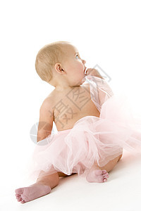 穿着贝塔图的婴儿短裙微笑演员相机芭蕾舞乐趣奇装异服享受戏服女性图片