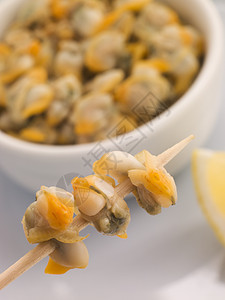 鸡尾棍上摘取的厨艺甲壳牙签烹饪食品食谱小吃贝类食物水果图片