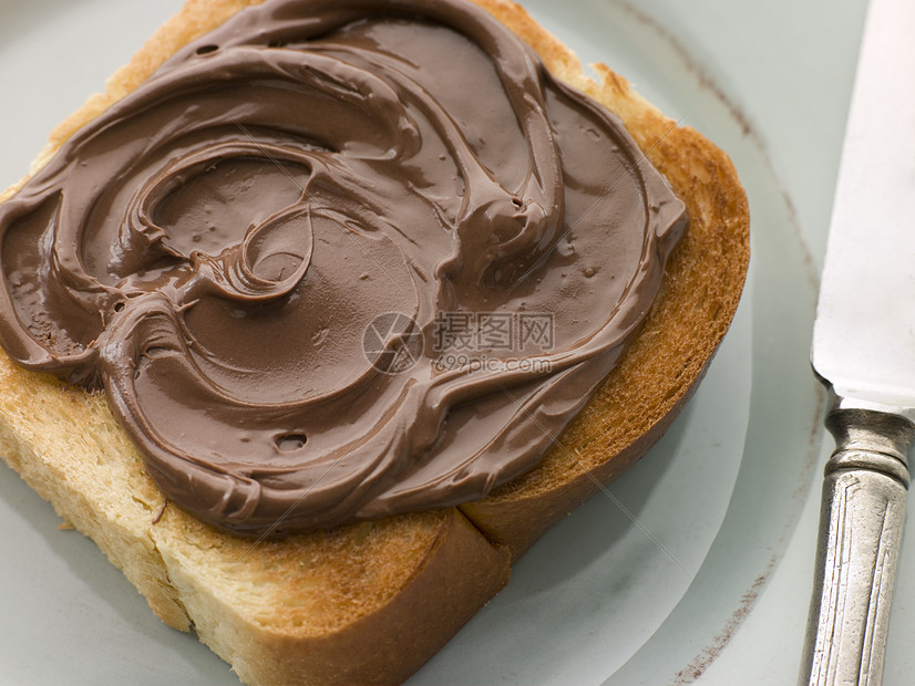 巧克力散漫的烤面包片切片点差餐具面包小吃盘子烹饪食谱厨艺食物孩子们图片