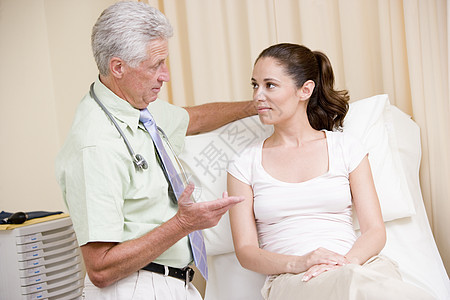 医生在检查室进行妇女检查疾病着装讨论中年卫生休闲男性两个人服饰咨询图片