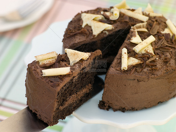维多利亚斯海绵巧克力切片水平厨艺蛋糕食谱烘烤甜食糖果生日烹饪食物图片