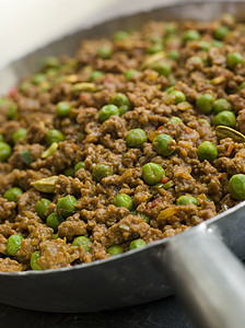 Keema Curry和Peas美食香料青豆羊肉食物基马草药生产食品蔬菜图片