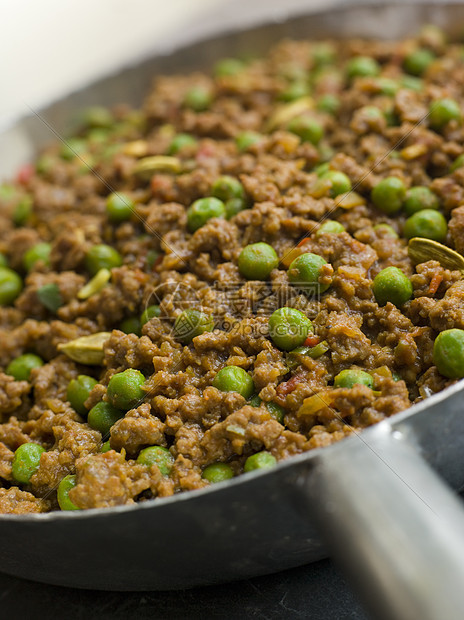 Keema Curry和Peas美食香料青豆羊肉食物基马草药生产食品蔬菜图片