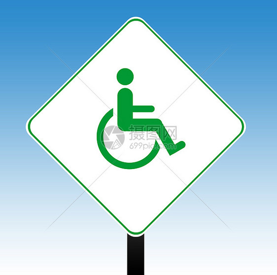 已禁用符号蓝色路标交通运输橙子天空轮椅指示牌插图行人图片