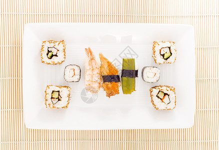 寿司酒吧鳗鱼情调海鲜餐厅美食木板海藻盘子美味图片
