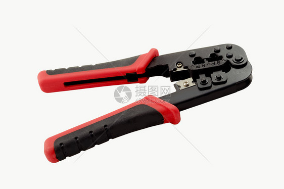 堆积工具插头刀具卷边金属局域网电缆连接器网络红色图片