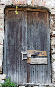 旧门锁定安全密封入口古董建筑学图片