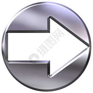 3D 银框架箭头圆形插图艺术合金适应症按钮反射金属图片
