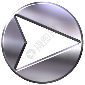 3D 银框架箭头圆形适应症反射按钮合金金属插图艺术图片