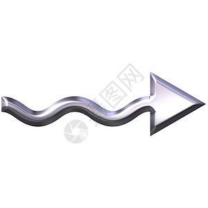 3D 银水箭头按钮斜角金属波浪状适应症反射插图图片