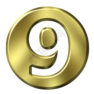 黄金9号金牌圆圈金属艺术品反射黄色金子斜角插图艺术背景图片