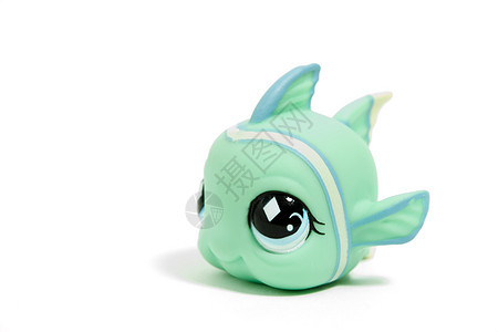 玩具鱼动物绿色眼睛童年孩子们蓝色图片