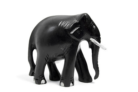木木象玩具野生动物雕刻艺术黑色动物园塑像木头白色动物背景图片