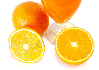 橙汁在玻璃和橘子白色营养水果黄色果汁橙子食物图片