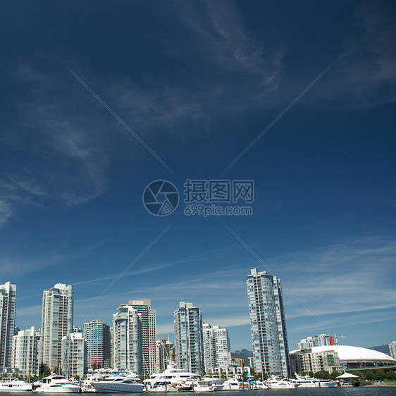 不列颠哥伦比亚省温哥华市城市水路世界摩天大楼晴天照片景观天空码头港口图片
