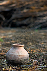 旧锅土壤土地火葬石头陶器手工岩石艺术阴影工艺图片