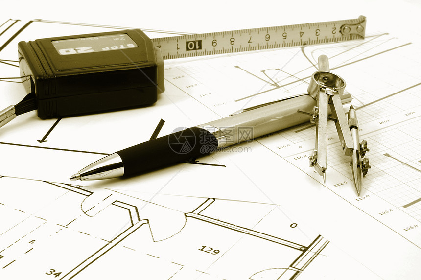 住宅不动产建筑设计规划计划单位装修工程铅笔草稿图表测量工作财产维修房子图片
