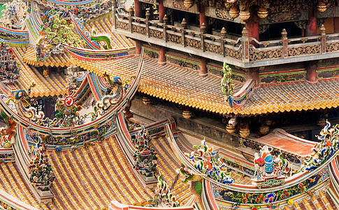 中国屋顶环绕寺庙图片