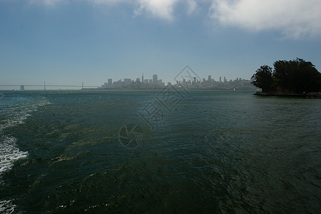 美国全景旧金山海洋城市天际港口市中心全景摩天大楼假期地标建筑背景