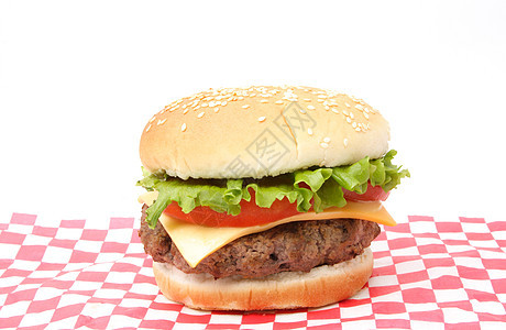 汉堡包包子面包芝麻正方形食物小吃午餐瓷砖红色种子图片