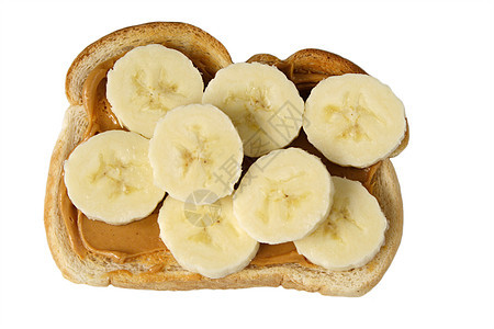 花生酱和香蕉面包味道小吃食物早餐奶油状花生黄油香蕉传播面包图片