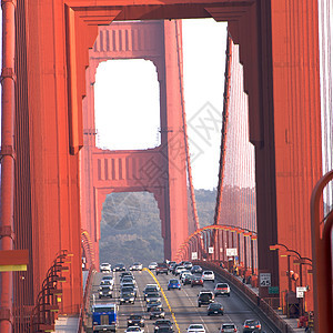 加利福尼亚 旧金山 金门大桥景观城市工程地标目的地红色国际钢缆天空运输图片