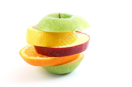 白色背景上的苹果多样性食物饮食杂货店绿色果味异国香橼橙子柠檬图片