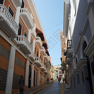 波多黎各旧圣胡安游客城市热带旅游目的地房子都市风光文化鹅卵石图片