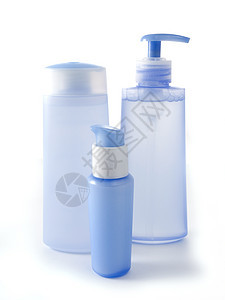 蓝色化妆品医疗软木盒子产品药物浴室淋浴洗发水塑料瓶子图片