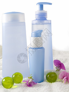 蓝色化妆品药物医疗塑料护发素淋浴产品软木浴室皮肤罐子图片