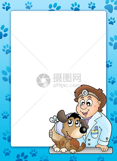带有兽医主题的蓝框架图片