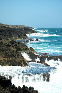 和波多黎各的旅游旅行热带洞穴蓝色海浪海湾假期海岸线冲浪图片