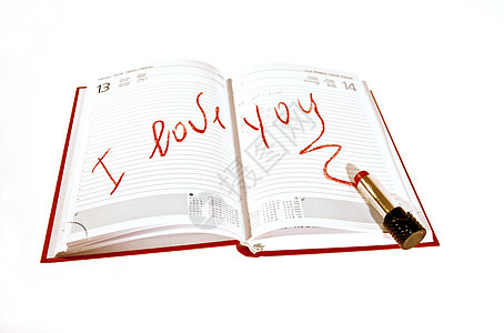 我爱你情人日记书法红色墨水浪漫图片