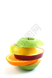 白色背景上的苹果食物异国杂货店果味绿色维生素香橼红色热带柠檬图片