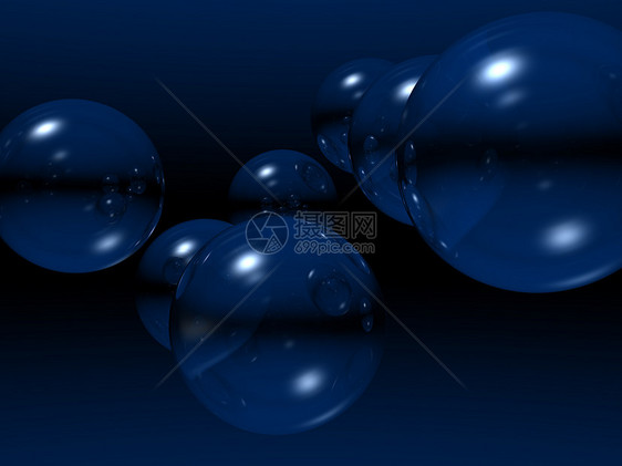 蓝色泡泡圆形空气透明度反射气泡液体插图图片