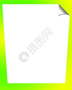 页面曲线2空白风俗笔记纸卷曲绿色角落白色背景图片