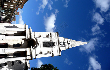 基督斯皮塔尔菲尔德精神地标历史钟楼蓝色信仰白色教会天空历史性图片