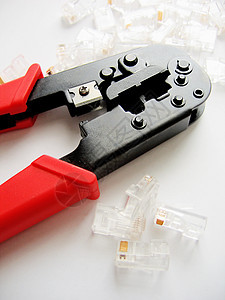 连接器红色金属工业电气装修力量接线工具电子产品白色背景图片