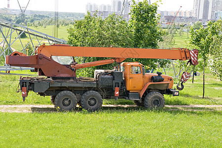 Craner卡车机器起重机绿色滑轮电梯运输技术橙子机械重量图片