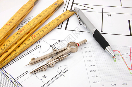 建筑结构计划项目铅笔办公室图表草稿计算器建筑师住宅蓝图工具图片