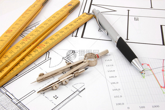 建筑结构计划项目铅笔办公室图表草稿计算器建筑师住宅蓝图工具图片