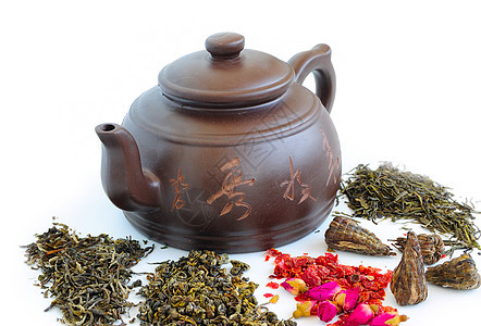 茶壶陶瓷白色福利艺术禅意绿色厨房仪式文化棕色图片