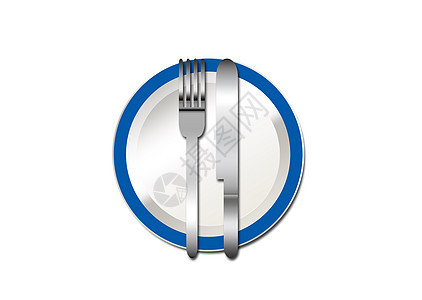 刀和叉2晚餐环境用餐餐具陶器餐厅金属蓝盘插图叉子背景图片