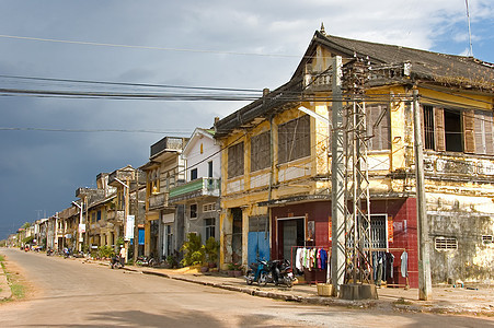 Cambodian 房屋国家农场天空旅行风光文化发展房子田园灰尘图片