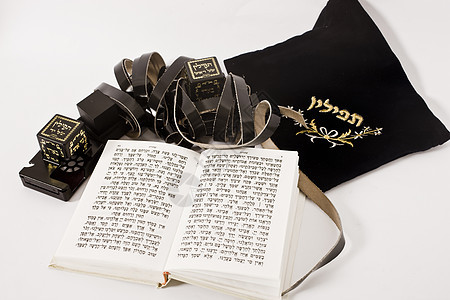 使用 siddur 填充物宗教照片精神肩带祷告上帝皮革冥想护身符仪式图片