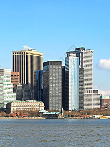 下曼哈顿天线海港建筑中心办公室市中心自由游客公园水路日落图片