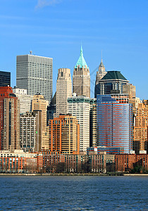 下曼哈顿天线地标景观日落水路自由建筑学办公室国家海港城市图片