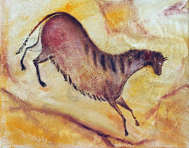 马艺术洞穴复制品岩画艺术品插图石洞壁画美术背景图片