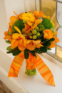 美丽的花花布庆典窗户婚礼植物树叶植物群叶子花店新娘橙子图片